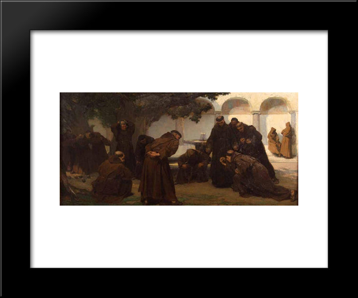 Monks Playing Bowls 20x24 Black Modern Wood Framed Art Print Poster by Hermans, Charles