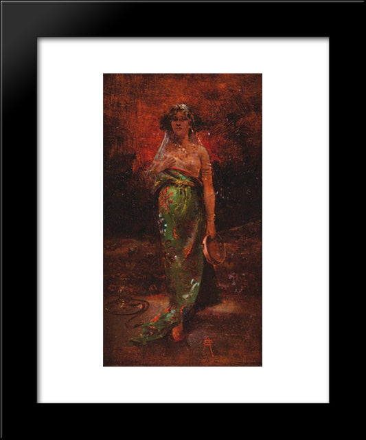Orientale Au Tambourin 20x24 Black Modern Wood Framed Art Print Poster by Hermans, Charles