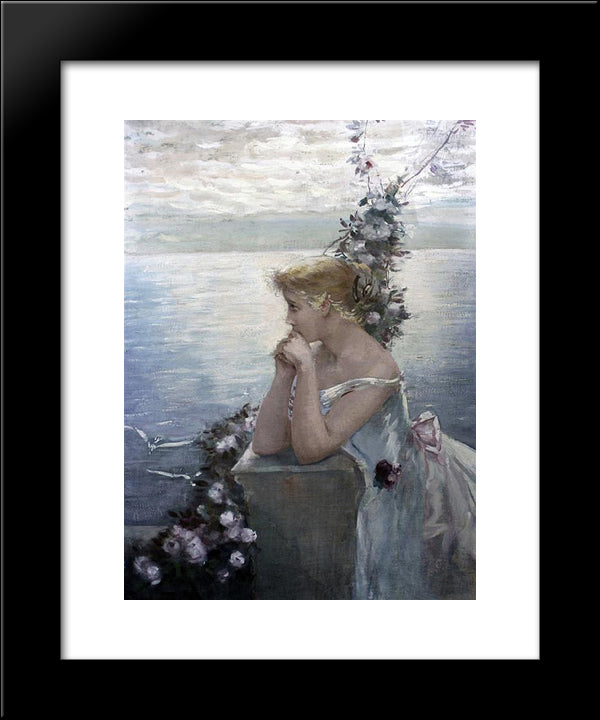 Portrait Of A Girl (Identified As The Artist'S Daughter) 20x24 Black Modern Wood Framed Art Print Poster by Hermans, Charles
