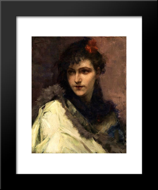 Portrait Of A Young Lady 20x24 Black Modern Wood Framed Art Print Poster by Hermans, Charles