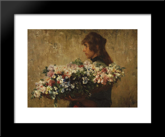 The Flower Seller 20x24 Black Modern Wood Framed Art Print Poster by Hermans, Charles