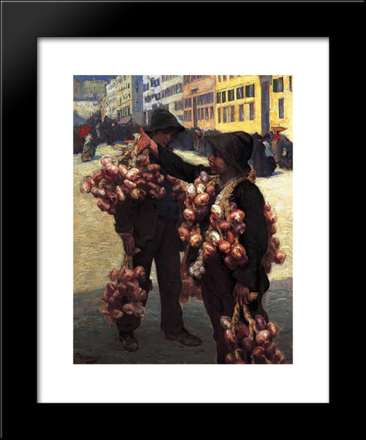The Onion Sellers 20x24 Black Modern Wood Framed Art Print Poster by Hermans, Charles