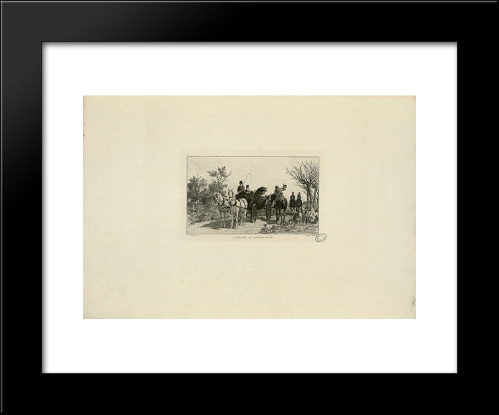 L'Arrivee Au Rendez-Vous 20x24 Black Modern Wood Framed Art Print Poster by Jacque, Charles