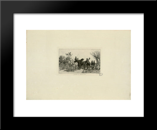 L'Arrivee Au Rendez-Vous 20x24 Black Modern Wood Framed Art Print Poster by Jacque, Charles