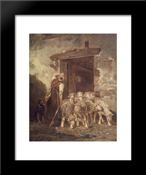 Leaving The Sheep Pen 20x24 Black Modern Wood Framed Art Print Poster by Jacque, Charles