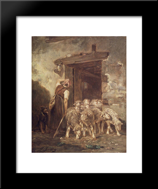 Leaving The Sheep Pen 20x24 Black Modern Wood Framed Art Print Poster by Jacque, Charles