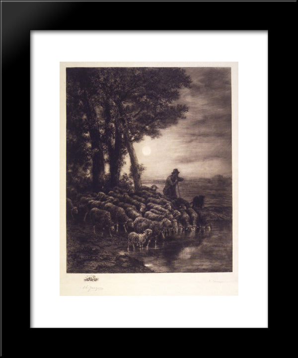 Moonlight 20x24 Black Modern Wood Framed Art Print Poster by Jacque, Charles
