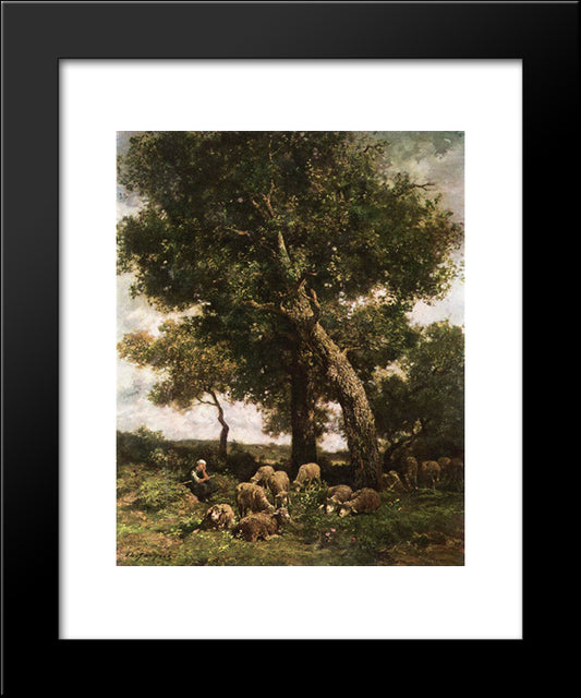 On The Pasture 20x24 Black Modern Wood Framed Art Print Poster by Jacque, Charles