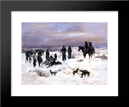 Caught In The Act 20x24 Black Modern Wood Framed Art Print Poster by Russell, Charles M.