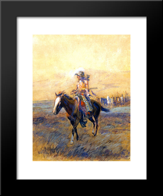 Cavalry Mounts For The Brave 20x24 Black Modern Wood Framed Art Print Poster by Russell, Charles M.