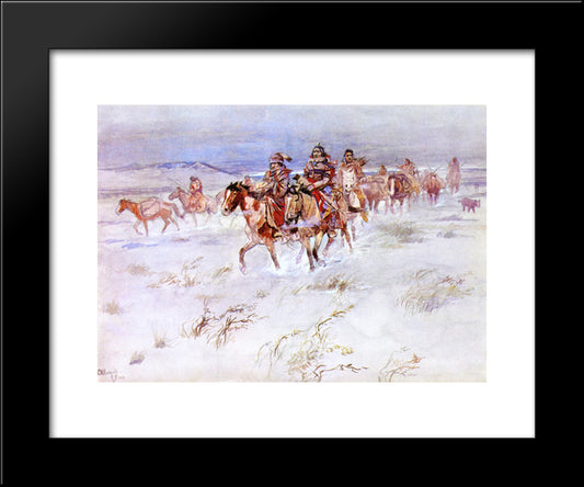 Crees Coming In To Trade 20x24 Black Modern Wood Framed Art Print Poster by Russell, Charles M.