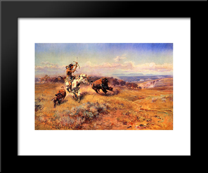 Horse Of The Hunter 20x24 Black Modern Wood Framed Art Print Poster by Russell, Charles M.