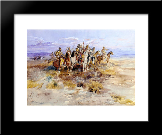 Indian Scouting Party 20x24 Black Modern Wood Framed Art Print Poster by Russell, Charles M.
