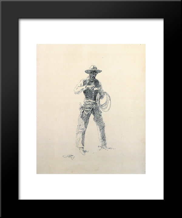 Making A Cigarette 20x24 Black Modern Wood Framed Art Print Poster by Russell, Charles M.