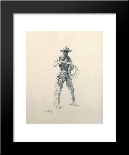 Making A Cigarette 20x24 Black Modern Wood Framed Art Print Poster by Russell, Charles M.