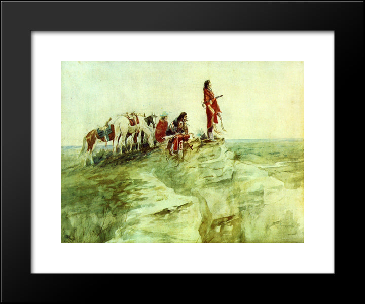 Medicine Rock 20x24 Black Modern Wood Framed Art Print Poster by Russell, Charles M.