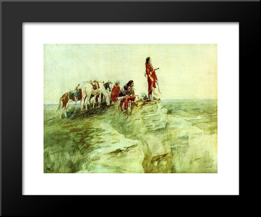 Medicine Rock 20x24 Black Modern Wood Framed Art Print Poster by Russell, Charles M.