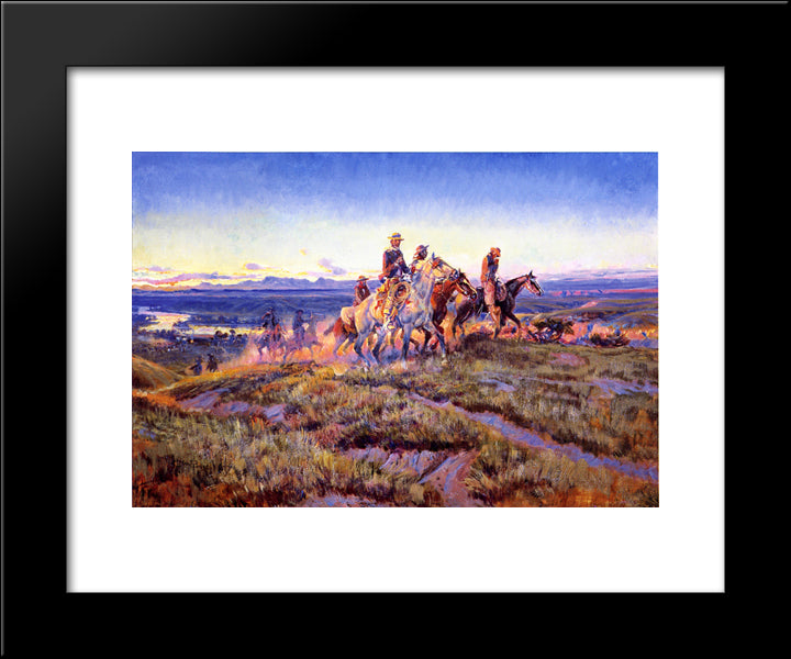 Men Of The Open Range 20x24 Black Modern Wood Framed Art Print Poster by Russell, Charles M.