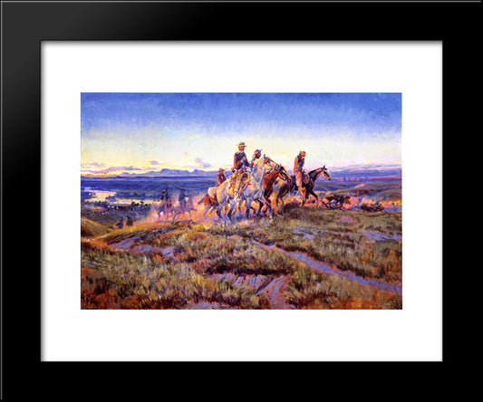 Men Of The Open Range 20x24 Black Modern Wood Framed Art Print Poster by Russell, Charles M.