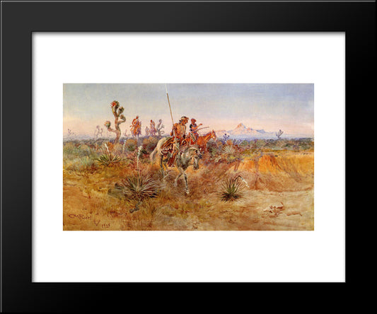 Navajo Trackers 20x24 Black Modern Wood Framed Art Print Poster by Russell, Charles M.