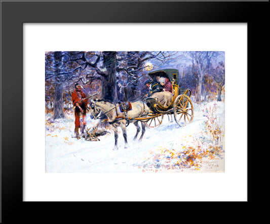 Old Christmas In New England 20x24 Black Modern Wood Framed Art Print Poster by Russell, Charles M.