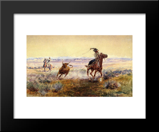 On The Pond 20x24 Black Modern Wood Framed Art Print Poster by Russell, Charles M.