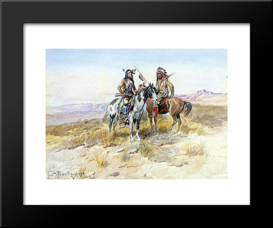 On The Prowl 20x24 Black Modern Wood Framed Art Print Poster by Russell, Charles M.