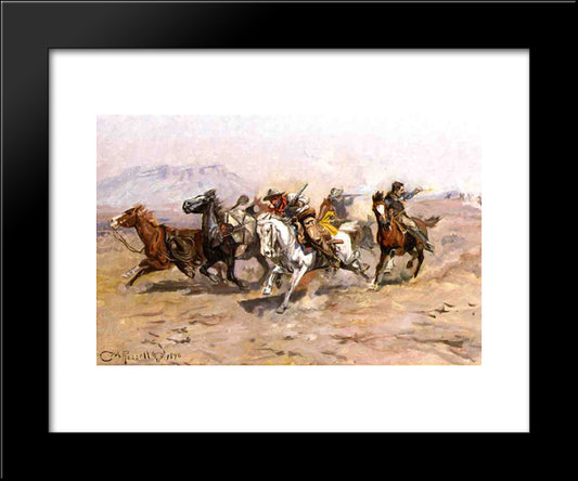 Outnumbered 20x24 Black Modern Wood Framed Art Print Poster by Russell, Charles M.