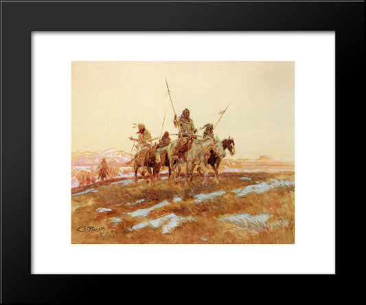 Piegan Hunting Party 20x24 Black Modern Wood Framed Art Print Poster by Russell, Charles M.