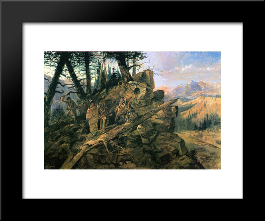 Plunder On The Horizon 20x24 Black Modern Wood Framed Art Print Poster by Russell, Charles M.