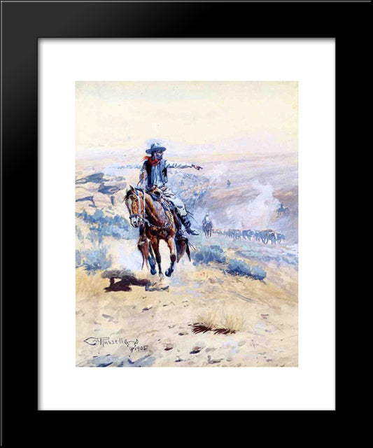 Pointing Out The Trail 20x24 Black Modern Wood Framed Art Print Poster by Russell, Charles M.
