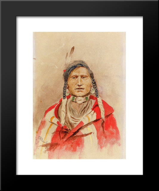 Portrait Of An Indian 20x24 Black Modern Wood Framed Art Print Poster by Russell, Charles M.