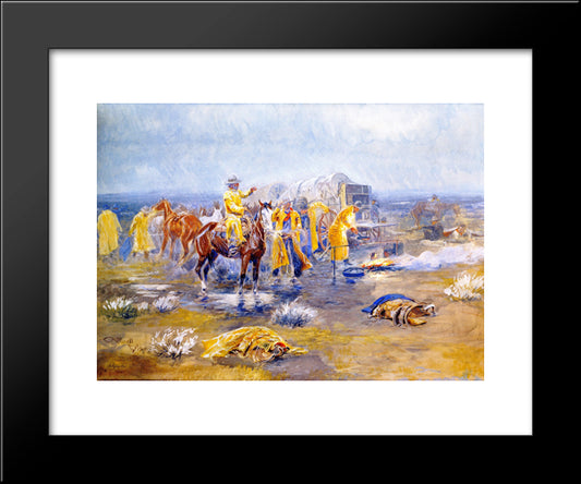 Rainy Morning 20x24 Black Modern Wood Framed Art Print Poster by Russell, Charles M.