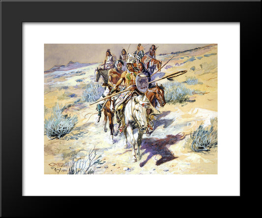 Return Of The Warriors 20x24 Black Modern Wood Framed Art Print Poster by Russell, Charles M.