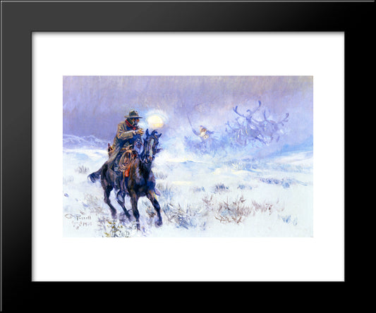 Seeing Santa Claus 20x24 Black Modern Wood Framed Art Print Poster by Russell, Charles M.