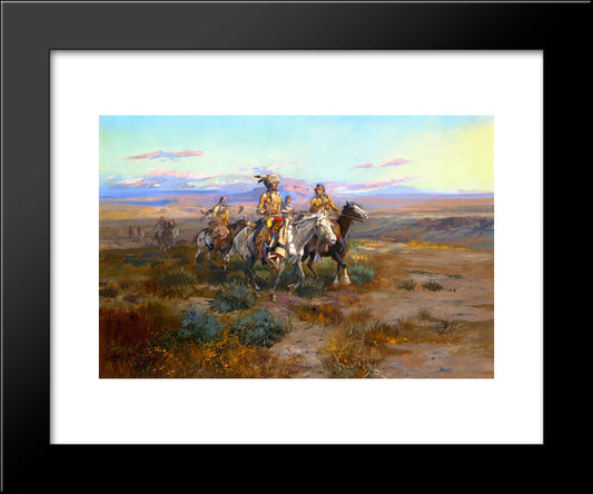 Seeking The Trail (Detail) 20x24 Black Modern Wood Framed Art Print Poster by Russell, Charles M.