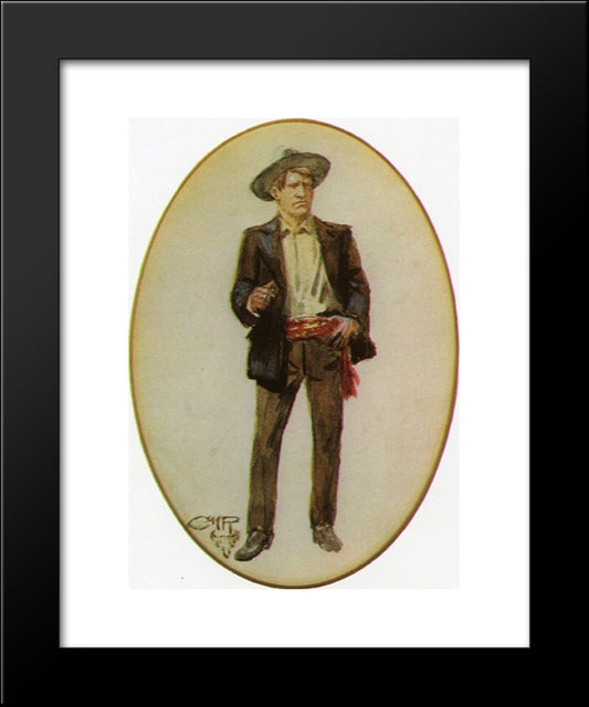 Self Portrait 20x24 Black Modern Wood Framed Art Print Poster by Russell, Charles M.