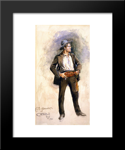 Self Portrait [No. 4] 20x24 Black Modern Wood Framed Art Print Poster by Russell, Charles M.