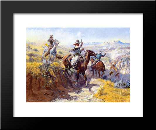 Smoking Them Out 20x24 Black Modern Wood Framed Art Print Poster by Russell, Charles M.