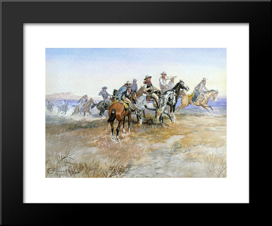 Start Of Roundup 20x24 Black Modern Wood Framed Art Print Poster by Russell, Charles M.