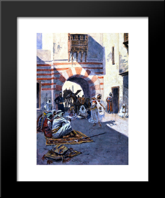 Street Scene In Arabia 20x24 Black Modern Wood Framed Art Print Poster by Russell, Charles M.