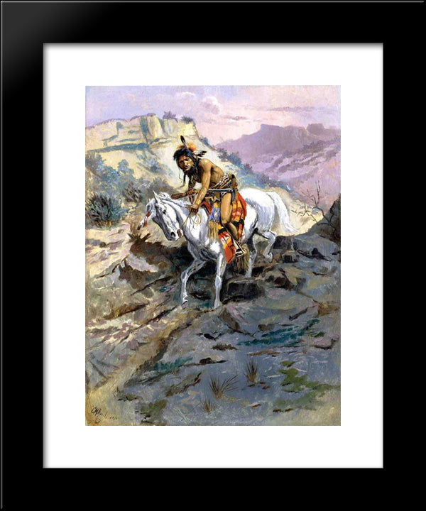 The Alert 1895 20x24 Black Modern Wood Framed Art Print Poster by Russell, Charles M.