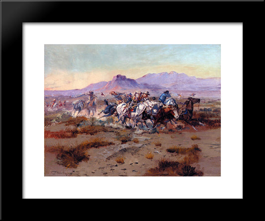 The Attack 20x24 Black Modern Wood Framed Art Print Poster by Russell, Charles M.