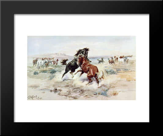 The Challenge, #2 20x24 Black Modern Wood Framed Art Print Poster by Russell, Charles M.