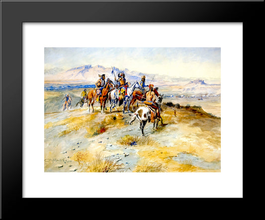 The Coming Of The White Man 20x24 Black Modern Wood Framed Art Print Poster by Russell, Charles M.