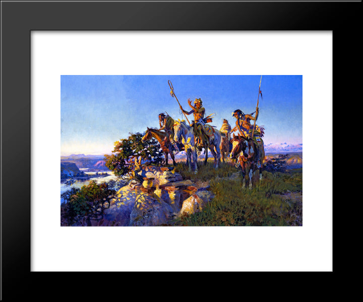 The Fireboat 20x24 Black Modern Wood Framed Art Print Poster by Russell, Charles M.