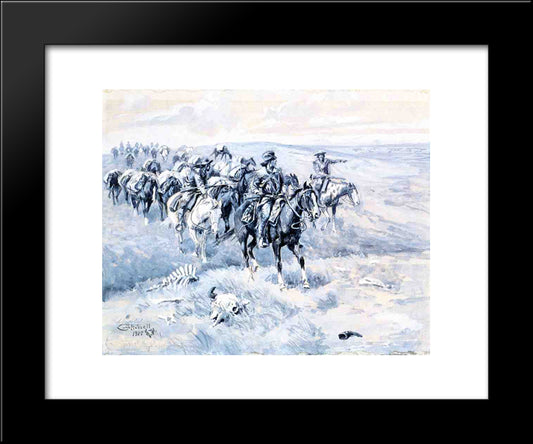 The First Trappers 20x24 Black Modern Wood Framed Art Print Poster by Russell, Charles M.