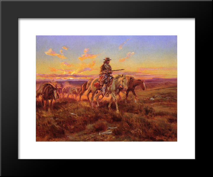 The Free Trader 20x24 Black Modern Wood Framed Art Print Poster by Russell, Charles M.