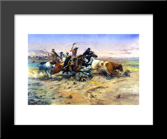 The Heard Quitter 20x24 Black Modern Wood Framed Art Print Poster by Russell, Charles M.