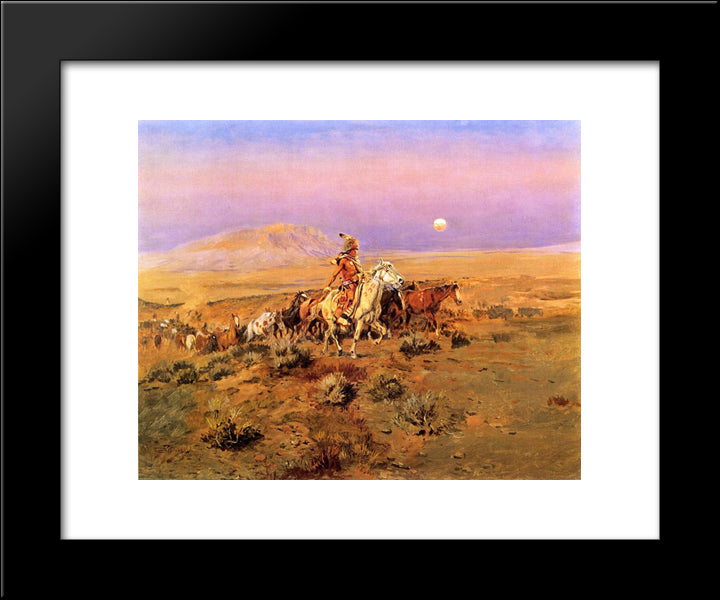 The Horse Thieves 20x24 Black Modern Wood Framed Art Print Poster by Russell, Charles M.